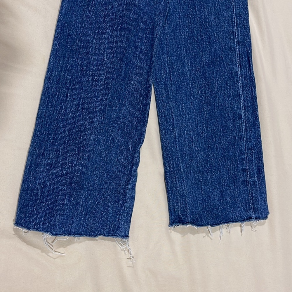 & OTHER STORIES HIGH WAISTED STRAIGHT LEG JEANS WITH CUT RAW EDGE HEM SIZE 24 - Picture 3 of 12